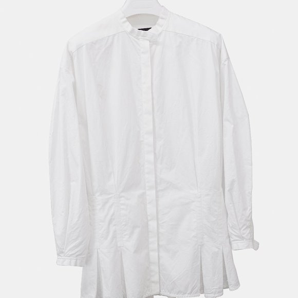 Ellery Nehru Collar Pleated Waist Blouse - Picture 1 of 13
